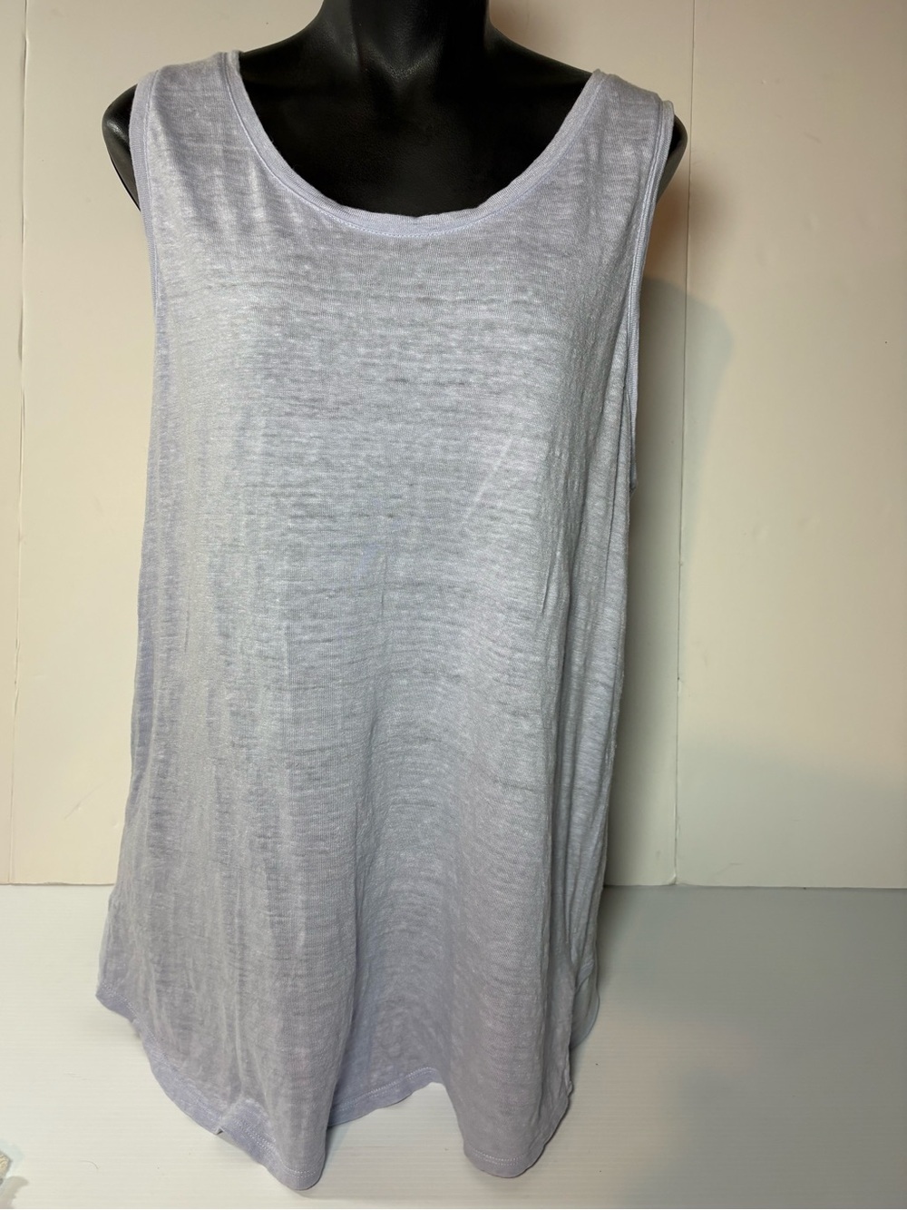 Women’s Sleeveless 100% Linen Scoop Neck Tank Top - Light Blue